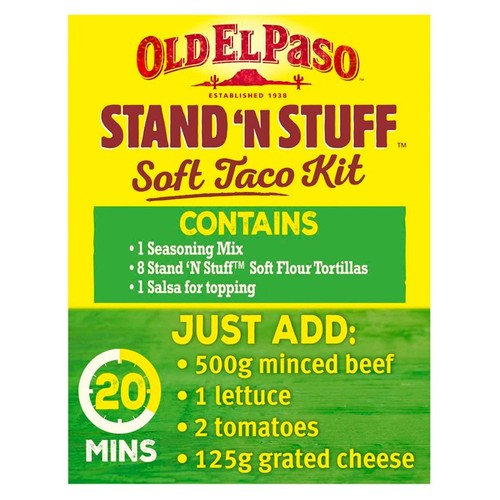 Old El Paso Mexican Stand 'N' Stuff Smoky BBQ Taco Kit with Soft Shells