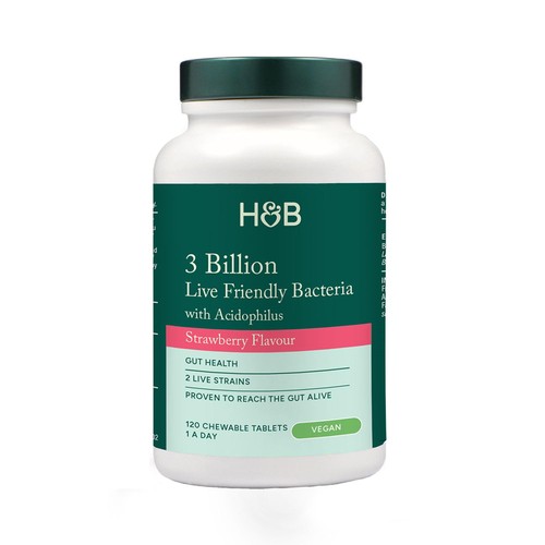 Holland & Barrett Live Friendly Bacteria 3 Billion Chewable Tabs Strawberry