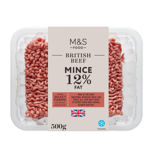 M&S Select Farms British Beef Mince 12% Fat