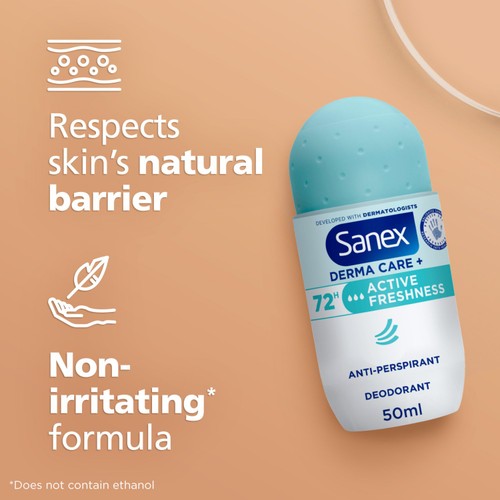 Sanex Derma Care+ Active Freshness 72-Hour Antiperspirant Roll-On Deodorant