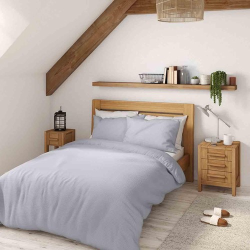 M&S Pure Cotton Waffle Bedding Set, King Size, Grey