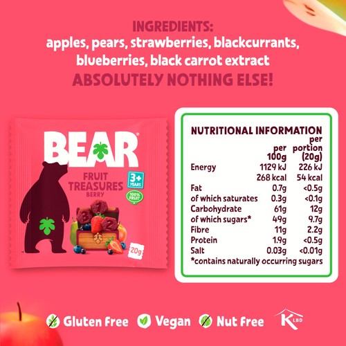 BEAR Berry Fruit Treasures Kids Snack Multipack