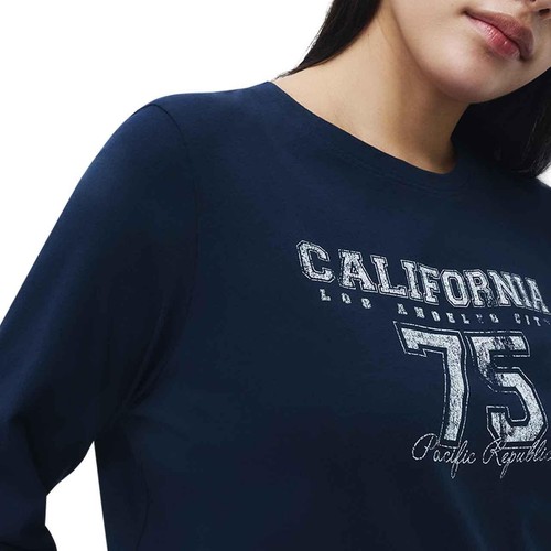 M&S Womens Pure Cotton Printed Long Sleeve Pyjama Set, S, Navy