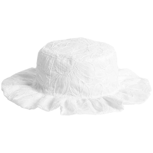 M&S Girls Cotton Embroidered Sun Hat, 12-18 Months, White
