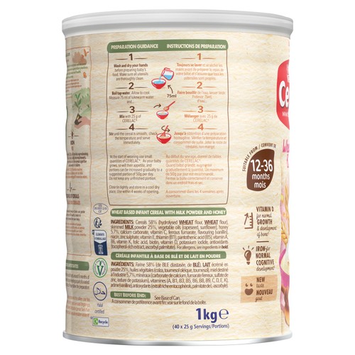 Cerelac Infant Cereals with Milk Honey & Wheat 12+ Months 1kg