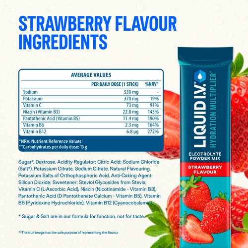 LIQUID IV Hydration Strawberry Electrolytes 