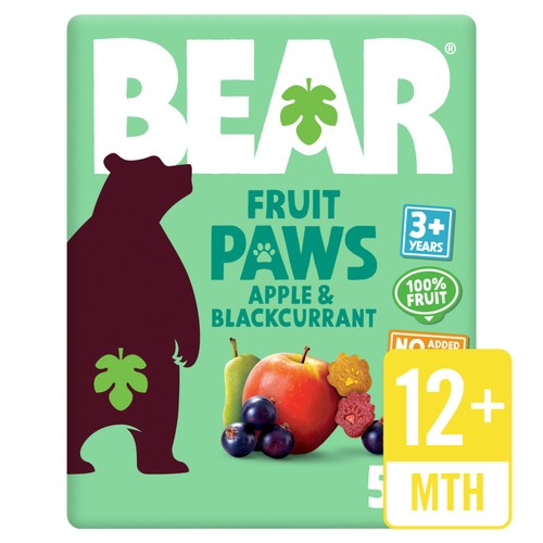BEAR Apple & Blackcurrant Fruit Paws Kids Snack Multipack