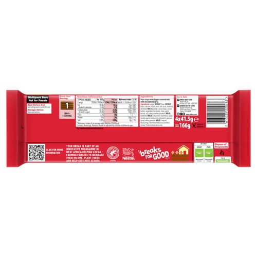 KitKat 4 Finger Milk Chocolate Bar Multipack