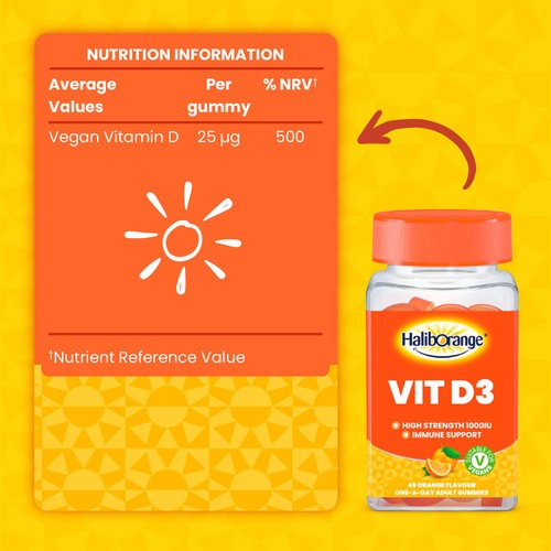 Haliborange Adult High Strength Immune Support Orange Gummies 1000IU