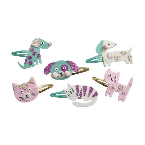 Janod Little Pets 6 Piece Glitter Hair Clips Kit