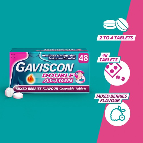 Gaviscon Double Action Tabs Heartburn Indigestion Mixed Berry