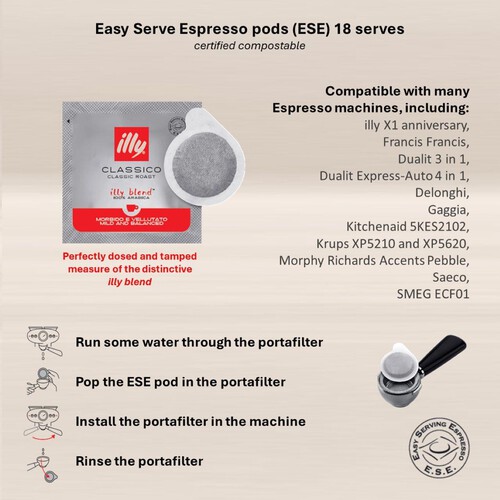 illy Classico Easy Serve Espresso pods (ESE) Ocado