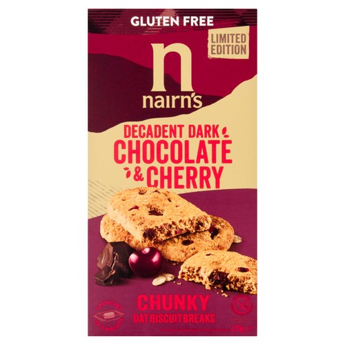 Nairns Gluten Free Dark Chocolate and Morello Cherry Biscuit Break