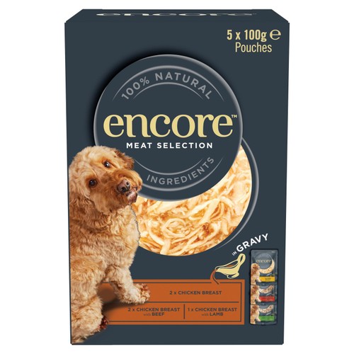 Encore Natural Wet Dog Food Multipack Meat Selection Pouches in Gravy