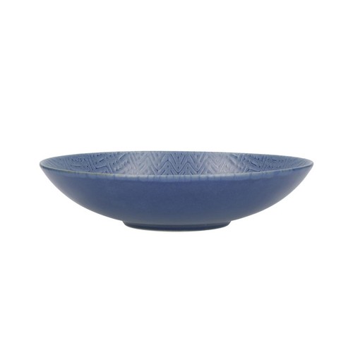 KitchenCraft Stoneware Coupe 22cm Bowl Set, Blue Embossed