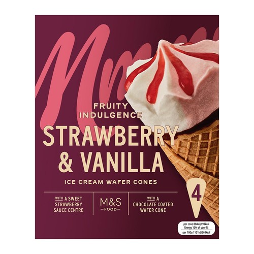 M&S 4 Strawberry Ice Cream Cones