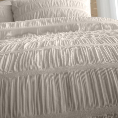 Catherine Lansfield Seersucker Double Duvet Set Natural