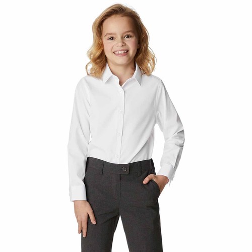 M&S Girls Regular Fit Easy to Iron Blouses, 6-7 Years, White