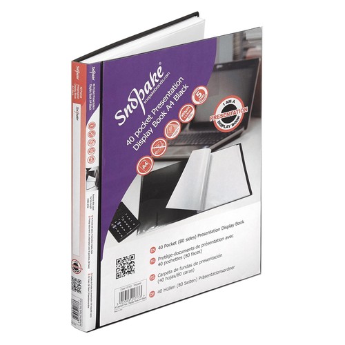 Snopake Black Presentation Display Book, A4 40 Pockets