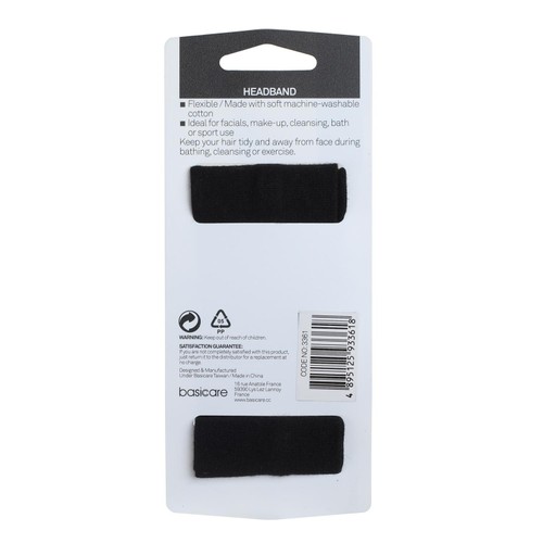 Basicare Black Cotton Headband, super stretchy, one size fits all