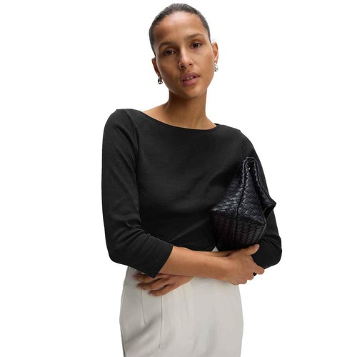 M&S Womens Pure Cotton Slim Fit Top, Size 14, Black