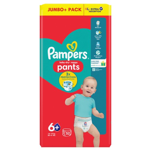 Pampers Baby-Dry Nappy Pants Size 6+ Extra Absorption Jumbo+ Pack
