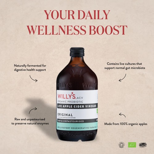 Willy's Organic Live Apple Cider Vinegar with 'The Mother' 