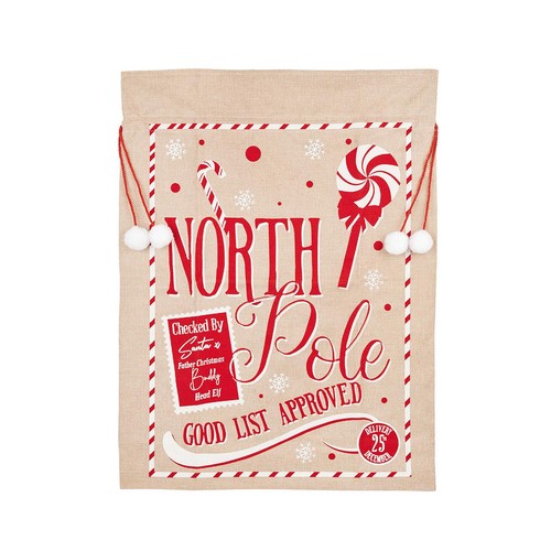North Pole Hessian Sack Christmas Decoration