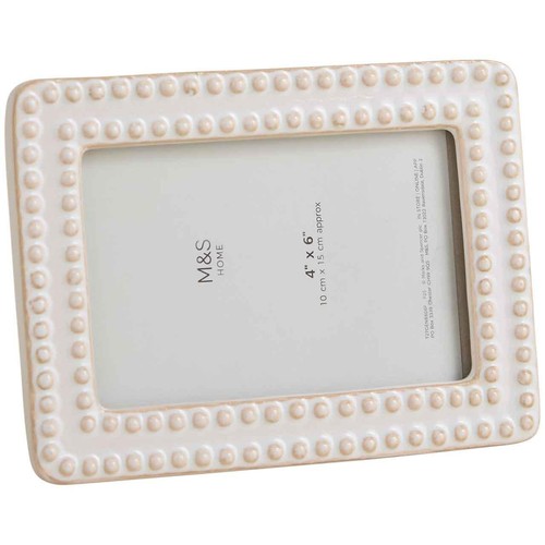 M&S Ceramic Bobble Photo Frame 4x6 inch, Cream