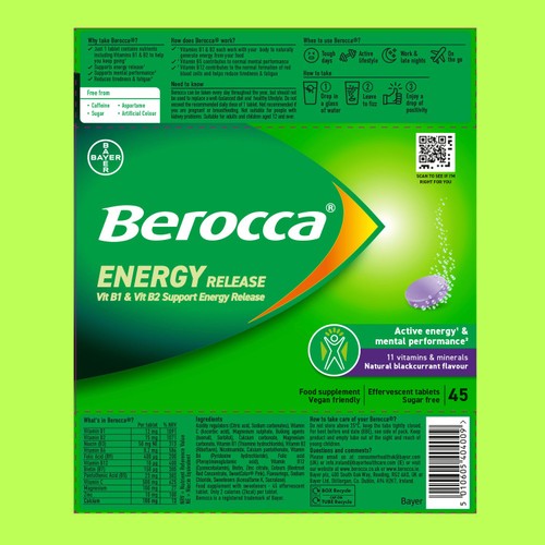 Berocca Blackcurrant Energy Vitamin Effervescent Tablets