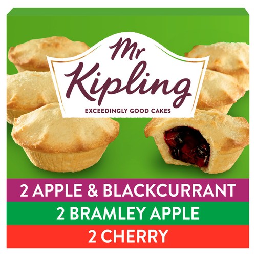 Mr Kipling Bramley Apple & Blackcurrant, Bramley Apple & Cherry Pies 6 Pack