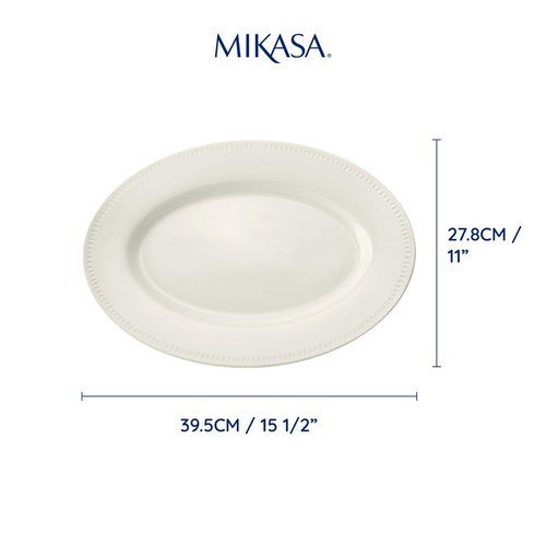 Mikasa Cranborne Stoneware Oval Serving Platter, 39cm, Gift boxed