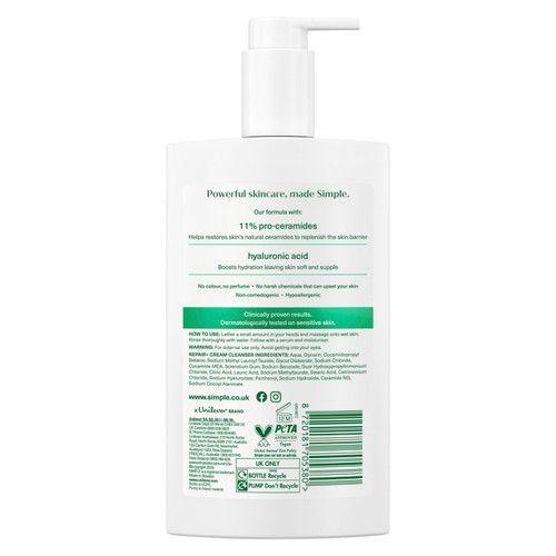 Simple Repair+ Replenish Cream Cleanser