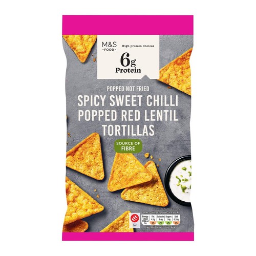 M&S High Protein Spicy Sweet Chilli Popped Red Lentil Tortillas