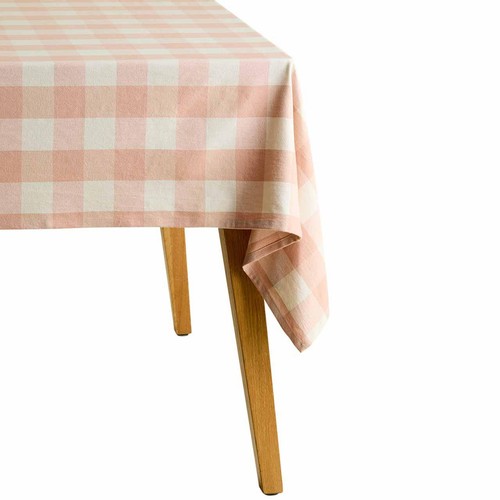 M&S Pure Cotton Gingham Tablecloth, One Size, Blush Pink