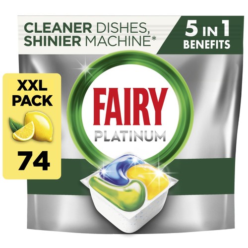 Fairy Platinum All In One Dishwasher Tablets Lemon 74ct