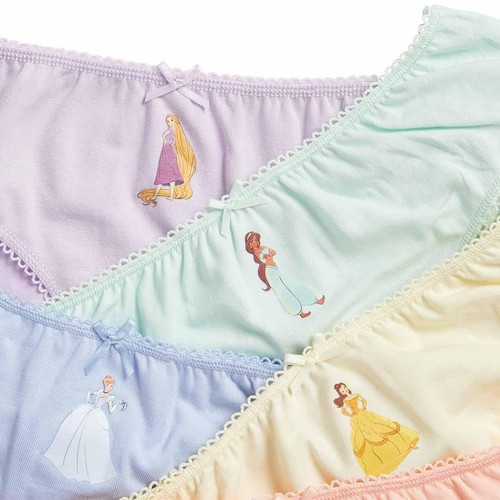 M&S Girls Cotton Rich Disney Princess Knickers, 7-8 Years