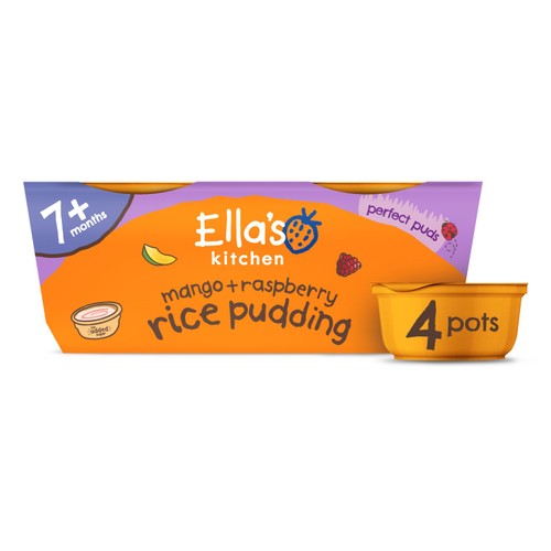 Ella's Kitchen Mango & Raspberry Rice Pudding Baby Dessert Pots 7m+