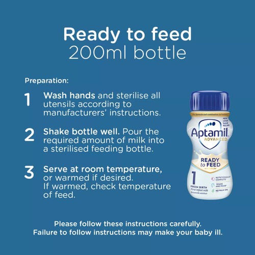 Aptamil Advanced First Infant Baby Milk Formula Liquid from Birth