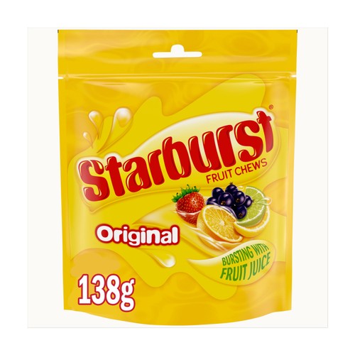 Starburst Vegan Chewy Sweets Fruit Flavoured Pouch Bag, 138g Starburst Vegan Chewy Sweets Fruit Flavoured Pouch Bag, 138g