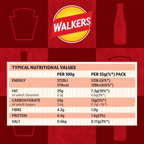 Walkers Tomato Ketchup Multipack Crisps 6x25g