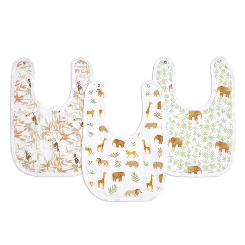 Aden+Anais essentials 3 pack cotton muslin baby snap bibs tanzania