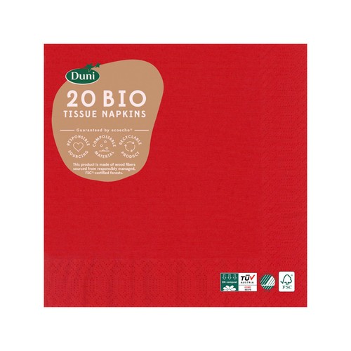 Red Compostable 3 Ply Paper Napkins