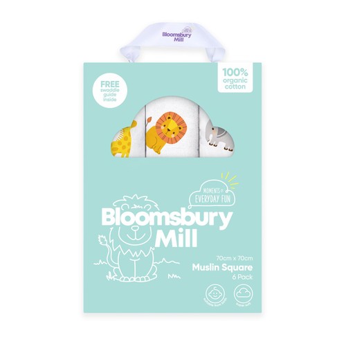 Bloomsbury Mill Organic Muslin Squares, Jungle Cubs, 6 pack Bloomsbury Mill Organic Muslin Squares, Jungle Cubs, 6 pack