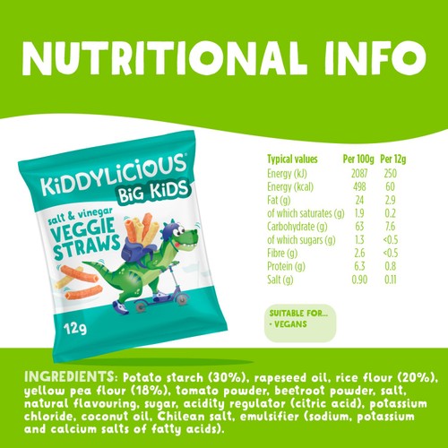 Kiddylicious Veggie Straws Salt & Vinegar Kids 3y+