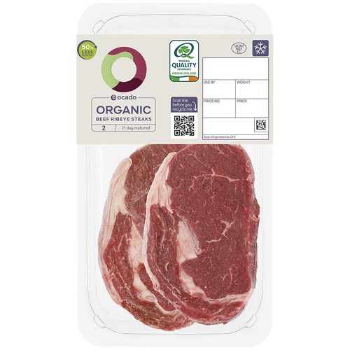 Ocado Organic 2 Beef Ribeye Steaks