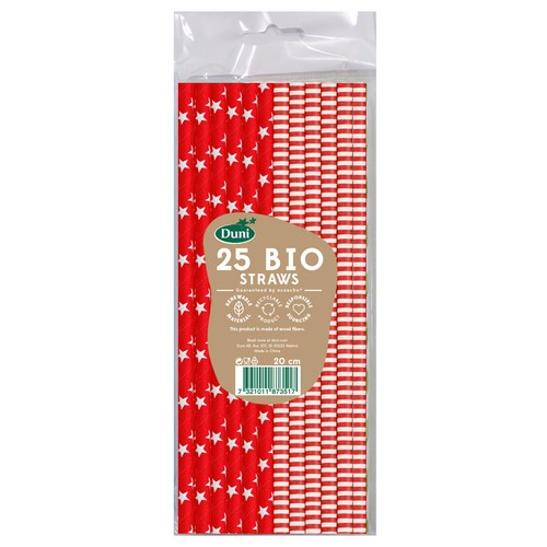 Red & White Recyclable Paper Straws