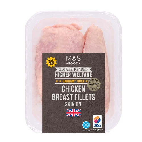 M&S Oakham Gold Skin On Chicken Breast Fillets