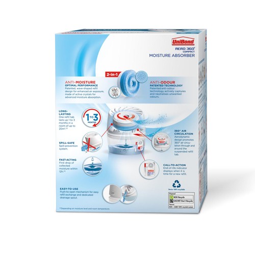 Unibond AERO 360 Compact Moisture Absorber device including 1 Refill Tab