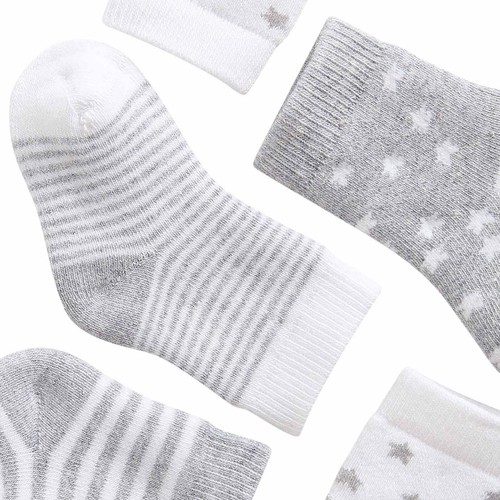 M&S Terry Stars Socks, Newborn, Grey